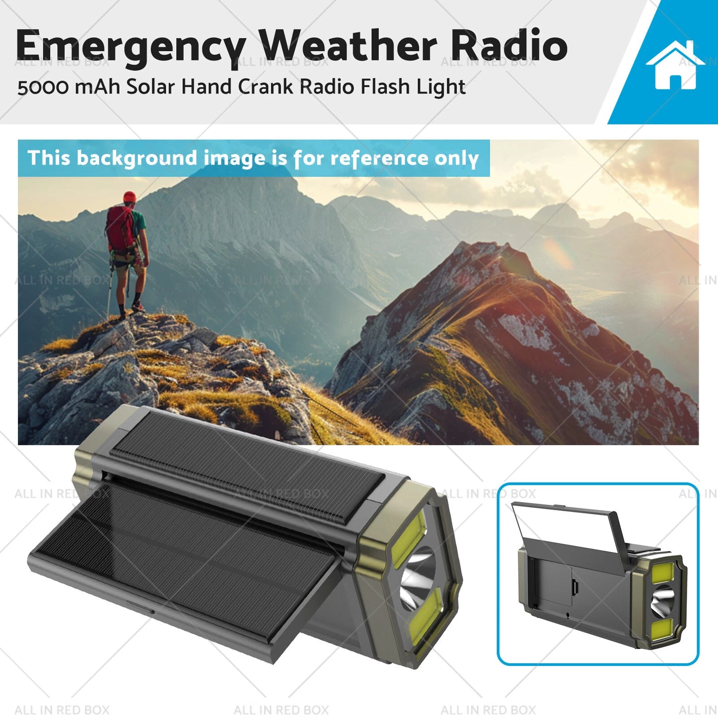 5000mAh Solar Hand Crank Emergency Radio Power Bank Flash Light for All Models