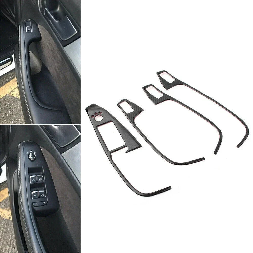 4 x RHD Carbon Window Switch Button Covers for Audi Q5 (2009-2017)