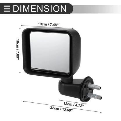 Tow Mirrors for Jeep Wrangler 2007-2017 (2 x No.55077967AB/55077966AB)