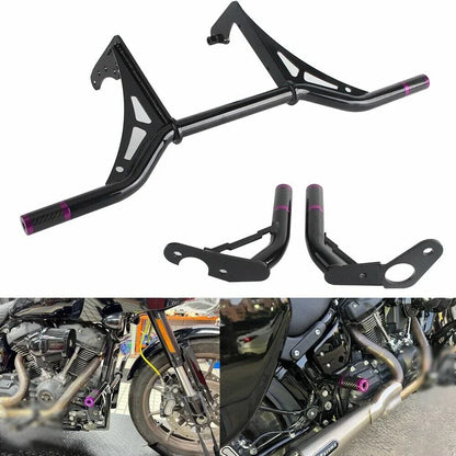 Black Front & Rear Crash Bar w/Frame Sliders for Harley Softail FXST