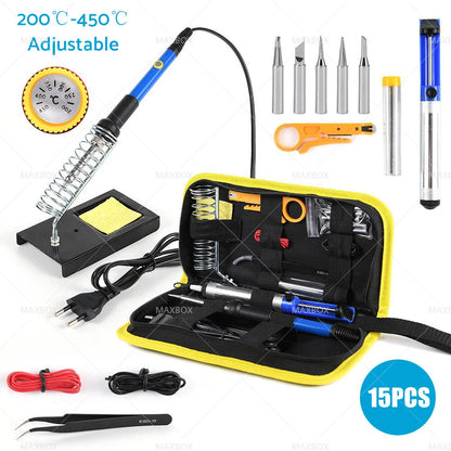 15-in-1 Soldering Iron Kit 60W Adjustable Temperature Tool for Electronics AU