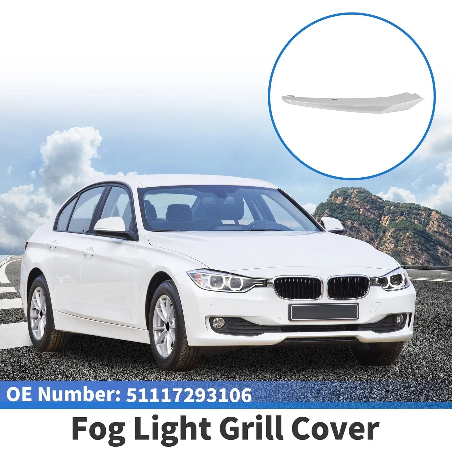 1 Pc Front Left Fog Light Grill for BMW 3 Series (2011-2015)