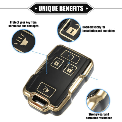 TPU Black 4 x Button Remote Keyless Key Fob Cover for Chevy Suburban & GMC