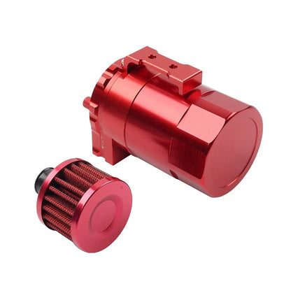 300ml Red Baffled Engine Oil Catch Can Tank w/ Breather Filter for Universal