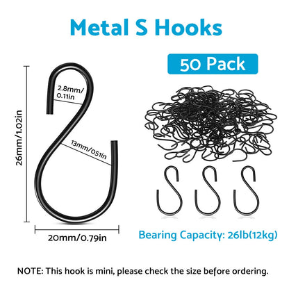 Small Metal S Shaped Hooks for Hanging Plants - Black