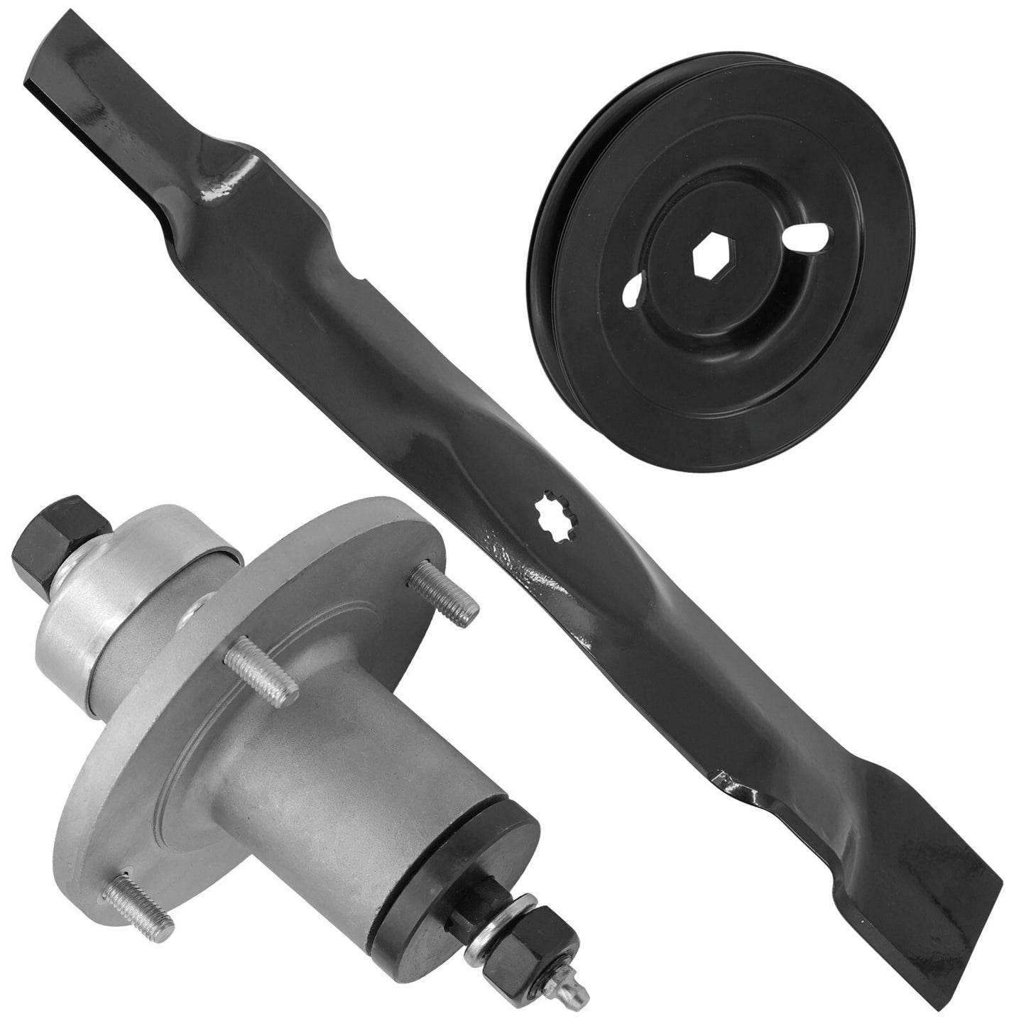 Caltric Deck Spindle with Blade and Pulley for John Deere X304 X310 (2004–2006)