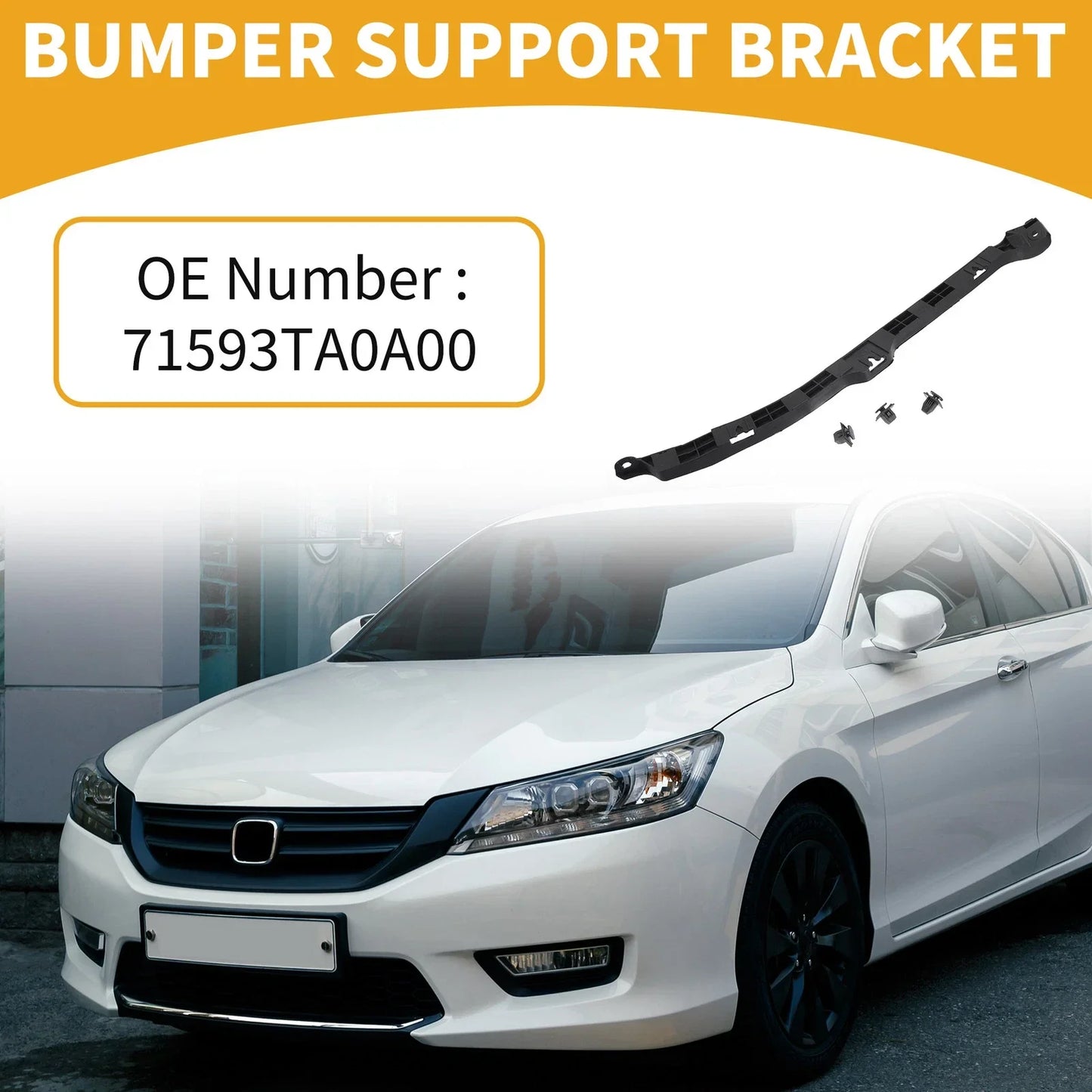 RH Side Rear Bumper Support Bracket for Honda Accord (2008-2012) 1 x Black ABS