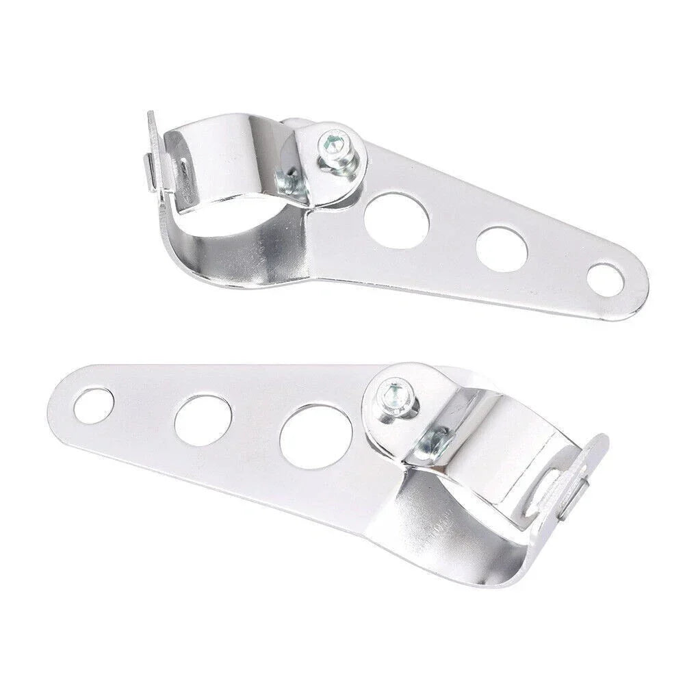 Fork Mount Headlight Brackets for Cafe Racer Bobber Chopper Silver