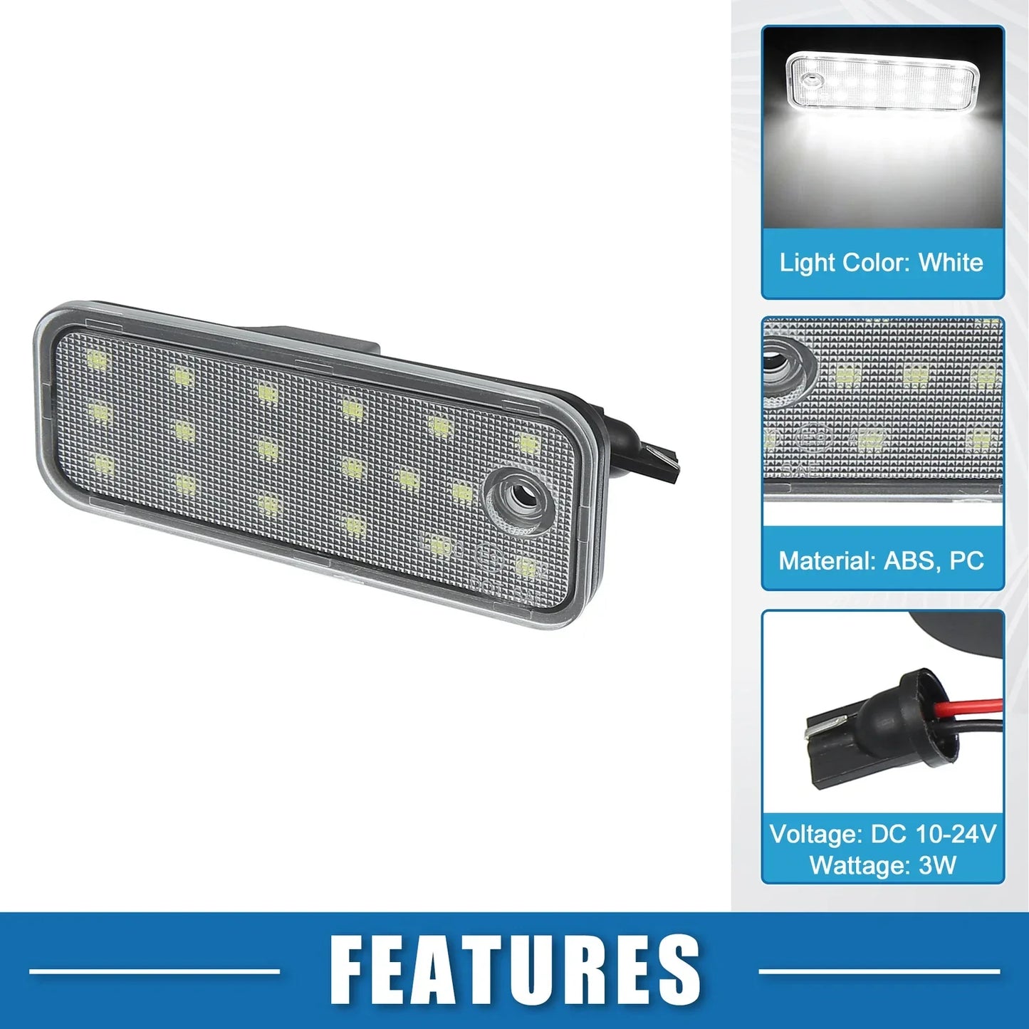 2 x White LED License Plate Lights for Hyundai Santa Fe (2013-2016)