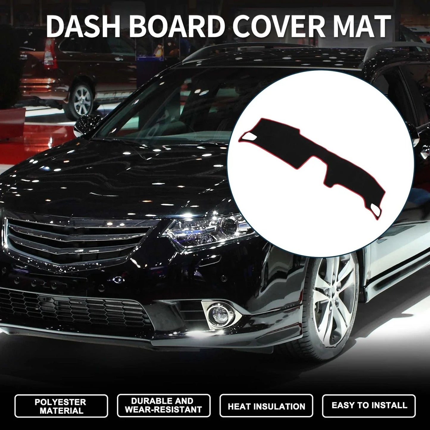 Dashboard Cover Mat for Honda Accord CY2 Sun Protector Pad Black Red