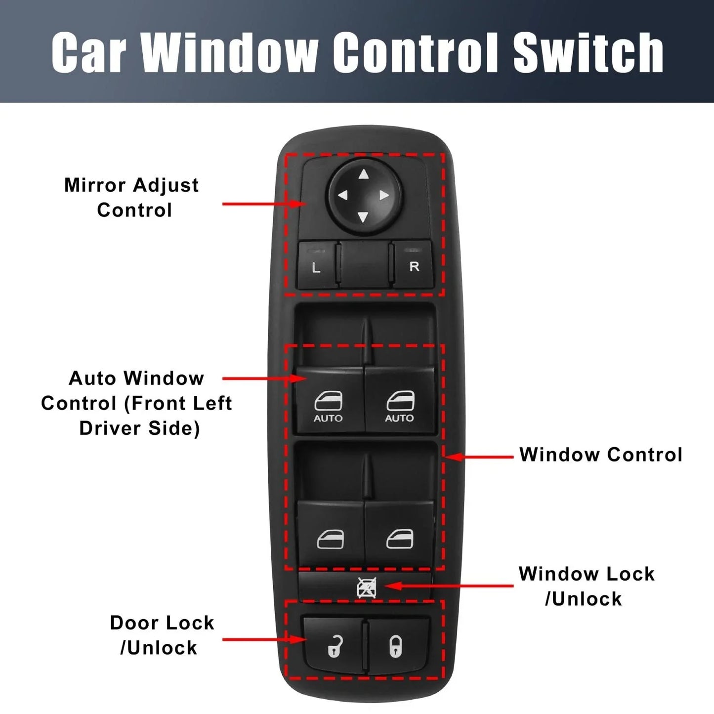 Car Window Switch Button Panel for Ram 5500 (2010-2023)