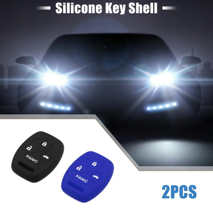 Smart Key Fob Covers for Honda Accord Civic CR-V Pilot Black Blue (2 x)