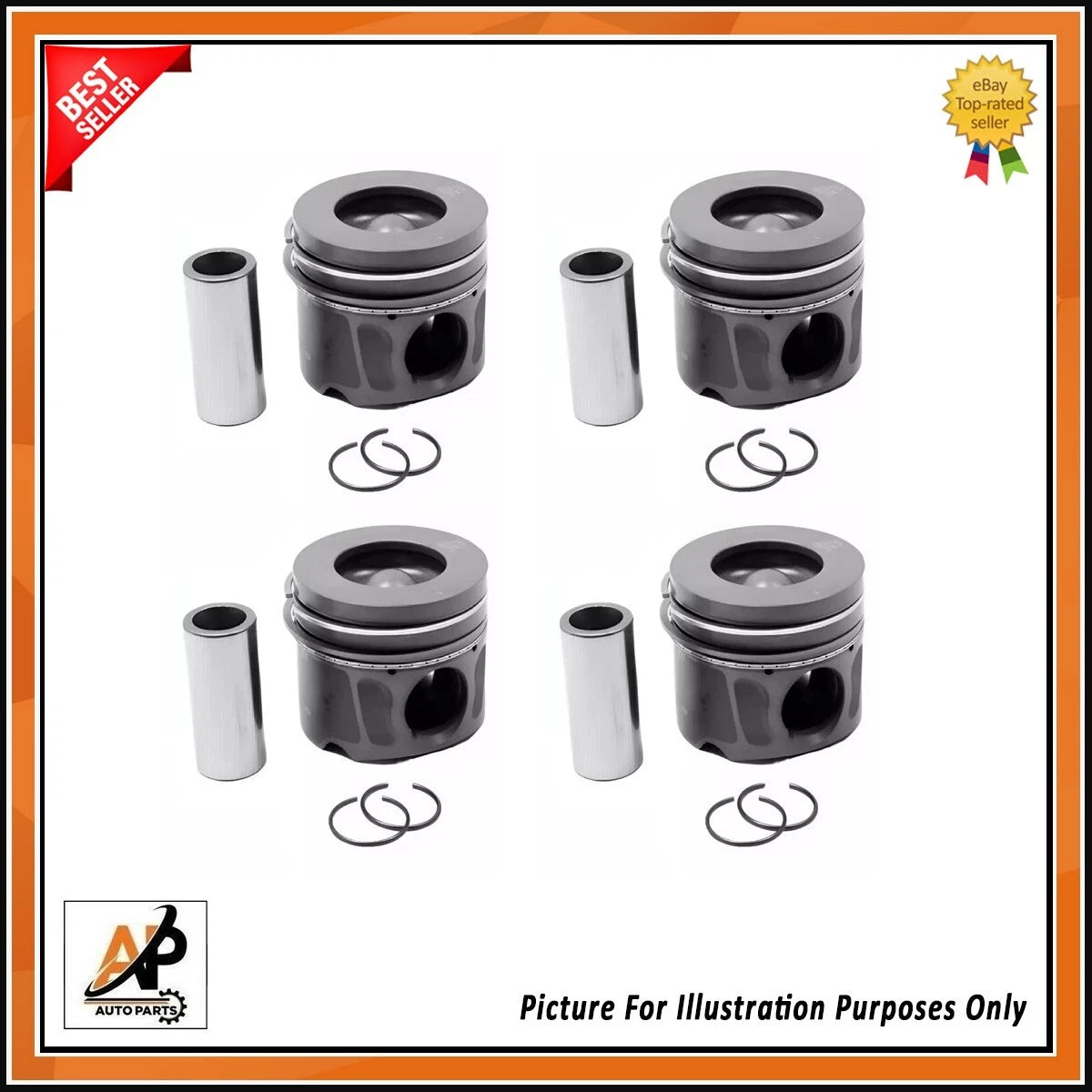 Engine Piston with Rings Standard Size Set for Land Rover 5.0 Petrol 4pc () (—)