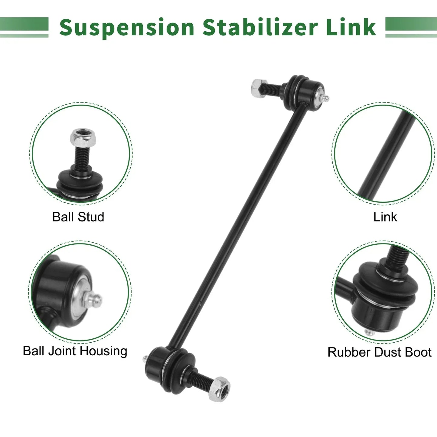 8pcs Front Suspension Kit Tie Rod Ends & Sway Bar Links for Dodge Caravan