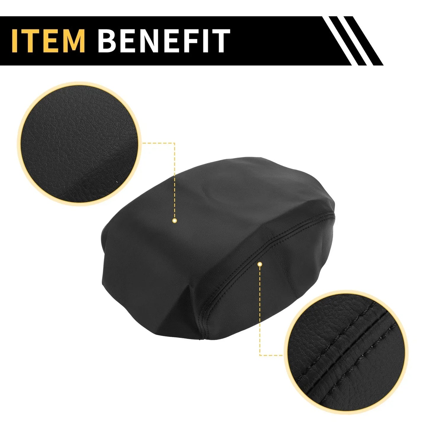 Center Console Cover for Honda Ridgeline 2006-2014 Microfiber Leather Black