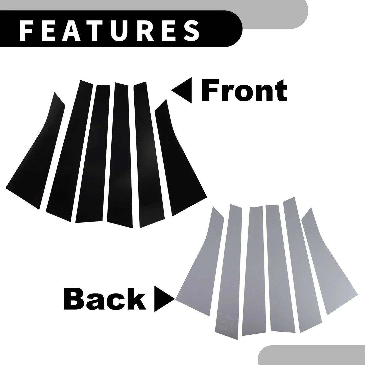 6 x Car Pillar Window Trim Covers for Chevrolet Impala (2006-2013) Black