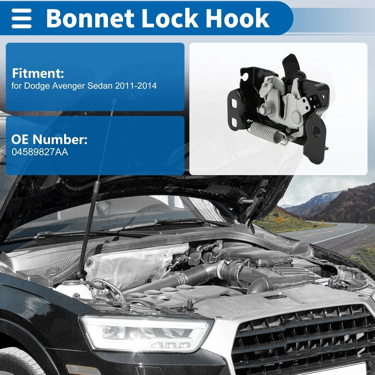 Hood Latch Assembly for Dodge Avenger Sedan (2011-2014) - 1 x Pcs