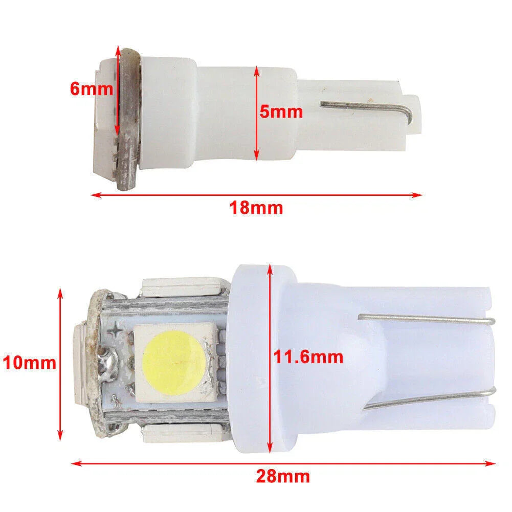 50pcs T5/T10 1-5050-SMD LED Car Lights Bulbs for Auto Interior Decoration