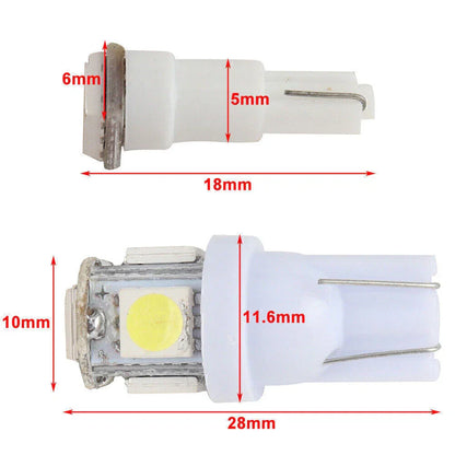 50pcs T5/T10 1-5050-SMD LED Car Lights Bulbs for Auto Interior Decoration