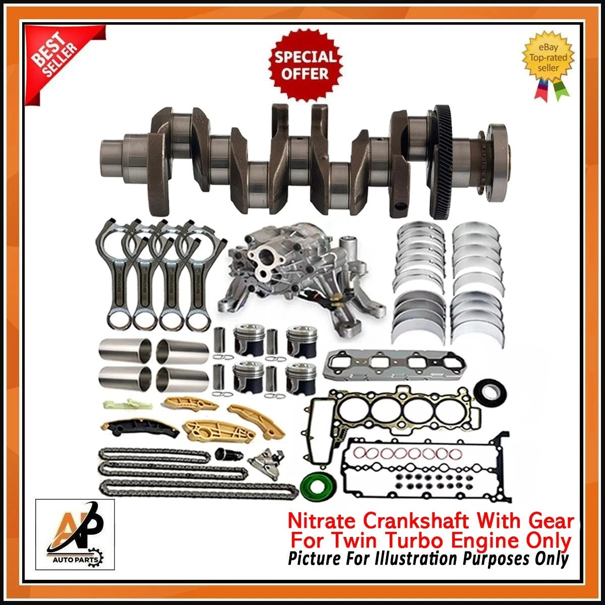 Crankshaft with Engine Rebuild Kit for Land Rover Jaguar Velar 204DTA (2.0L)