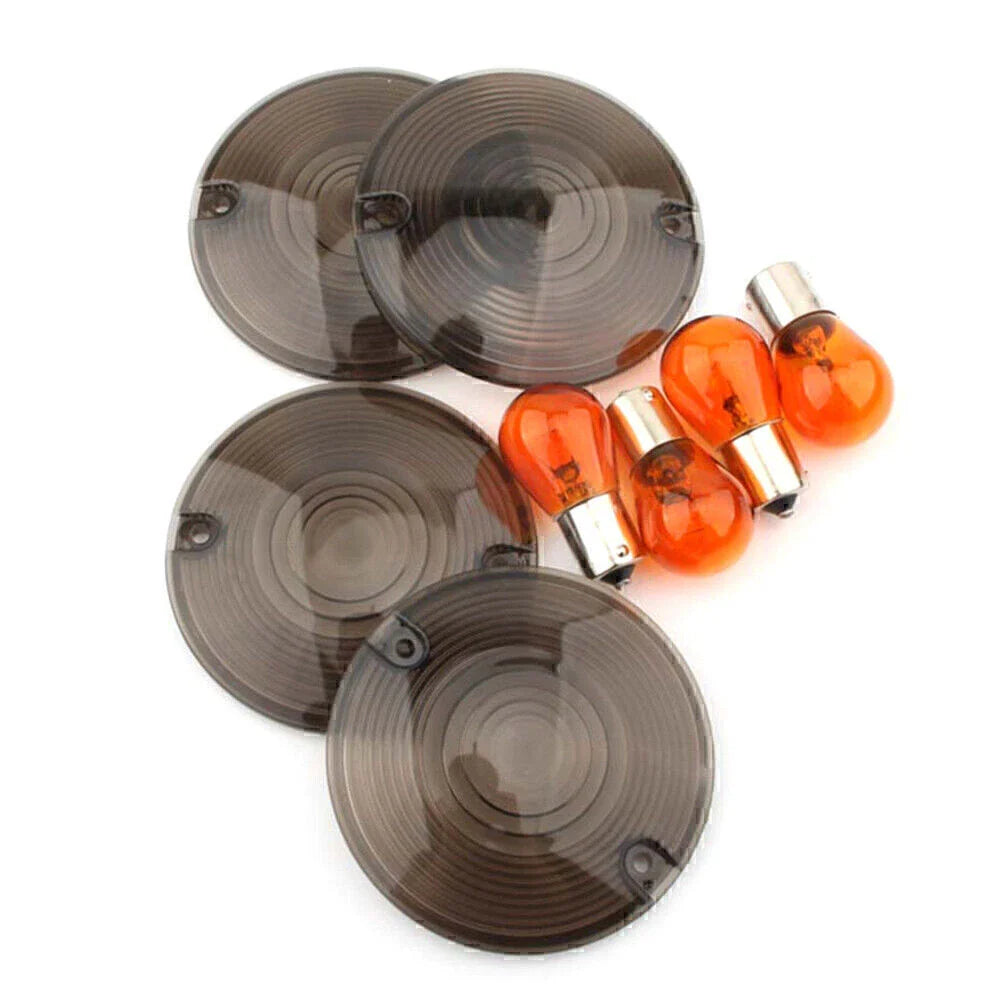 Smoked Turn Signal Light Cover Lens for Harley Classic FLHTC (1997-2009)