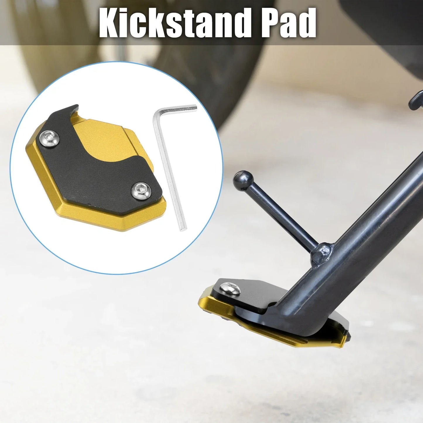 Aluminum Alloy Motorcycle Kickstand Pad for Honda - Black Yellow