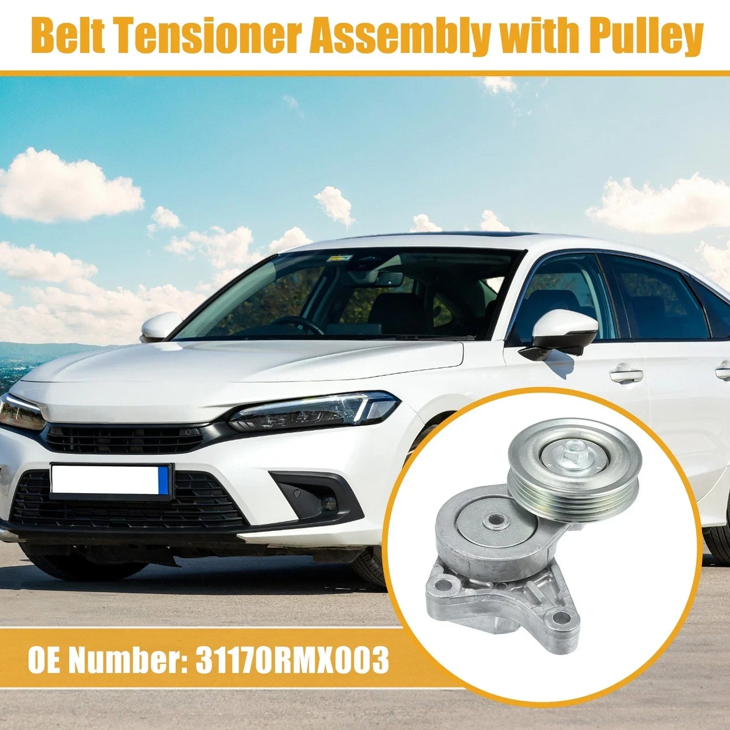 Belt Tensioner Pulley for Honda Civic 2006-2011 - Silver Tone