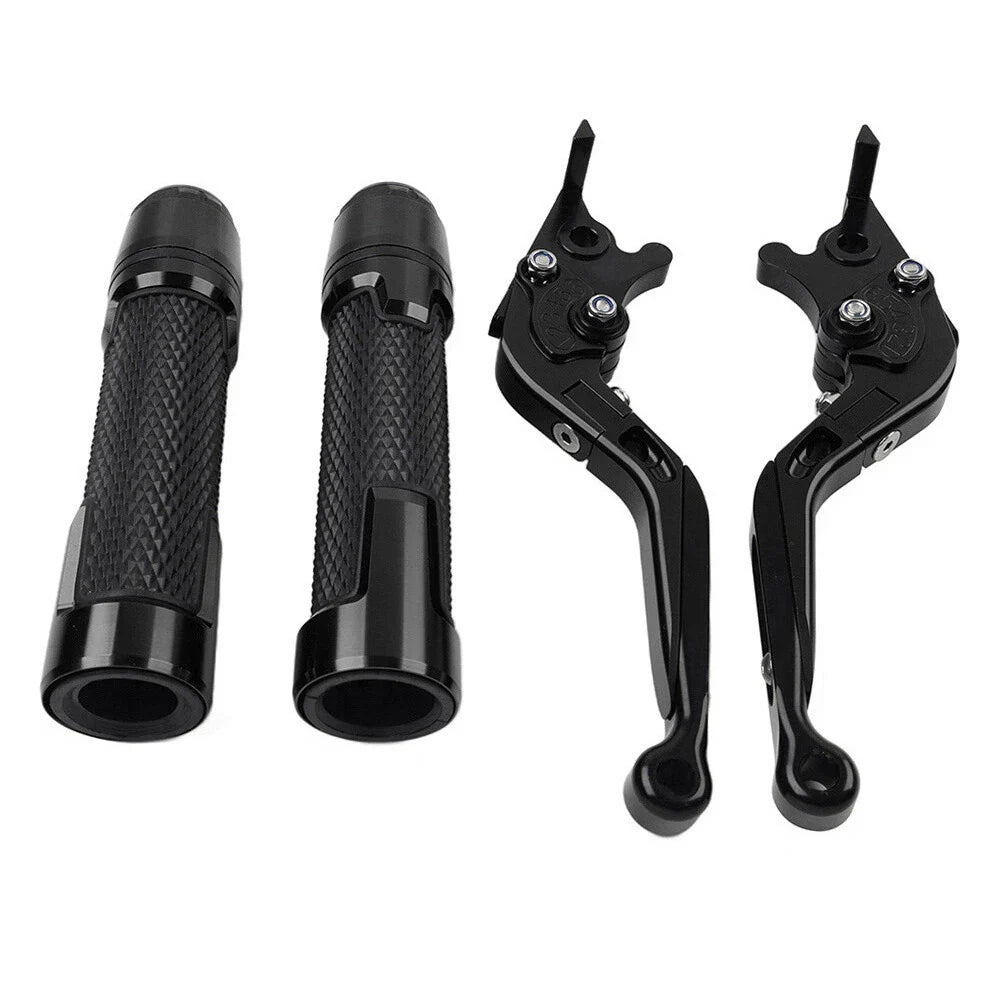 Black Extendable Brake Clutch Lever Grip Set for Kawasaki Ninja 650R (2006-2011)