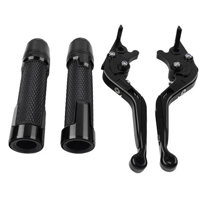 Black Extendable Brake Clutch Lever Grip Set for Kawasaki Ninja 650R (2006-2011)