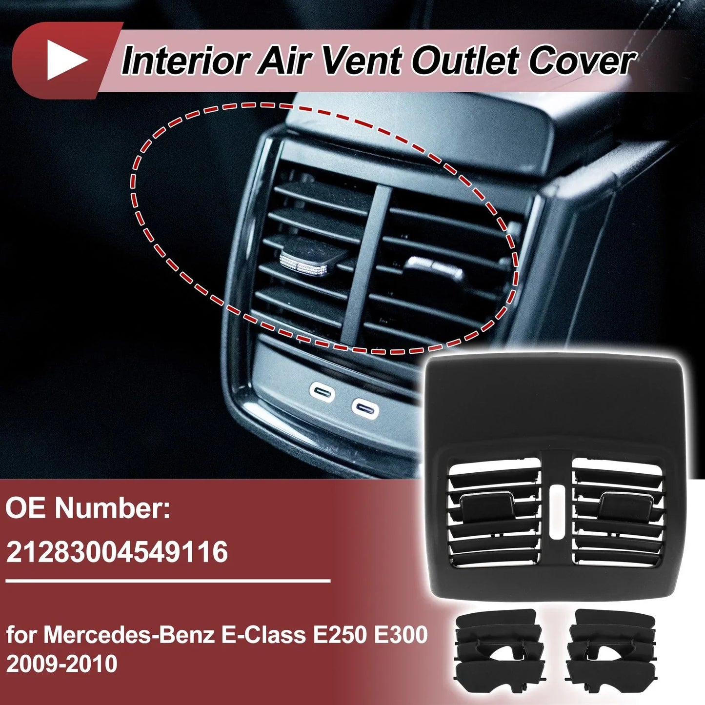 Rear Center Console Air Outlet Vent Grille for Mercedes-Benz (2016-2023)