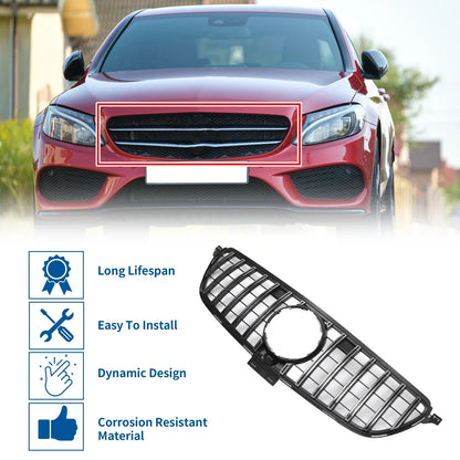 Front Upper Bumper Grille for Mercedes-Benz GLE 2015-2019 Chrome Silver Tone
