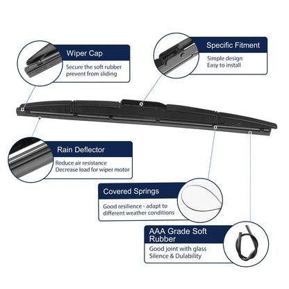 2 x Car Rear Windshield Wiper Blades for Honda CR-V (2012-2016)