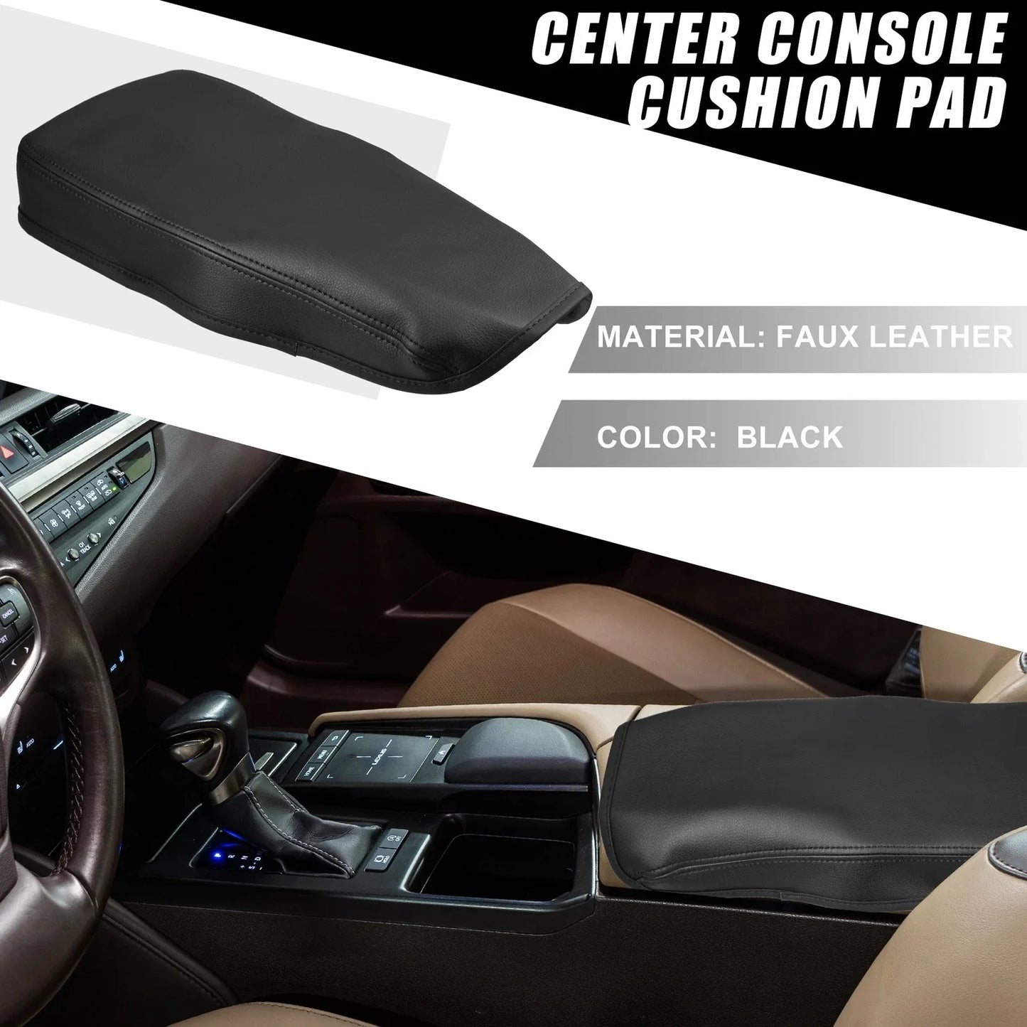 Car Center Console Pad Armrest Cover for Lexus ES330 (2005-2009) Black