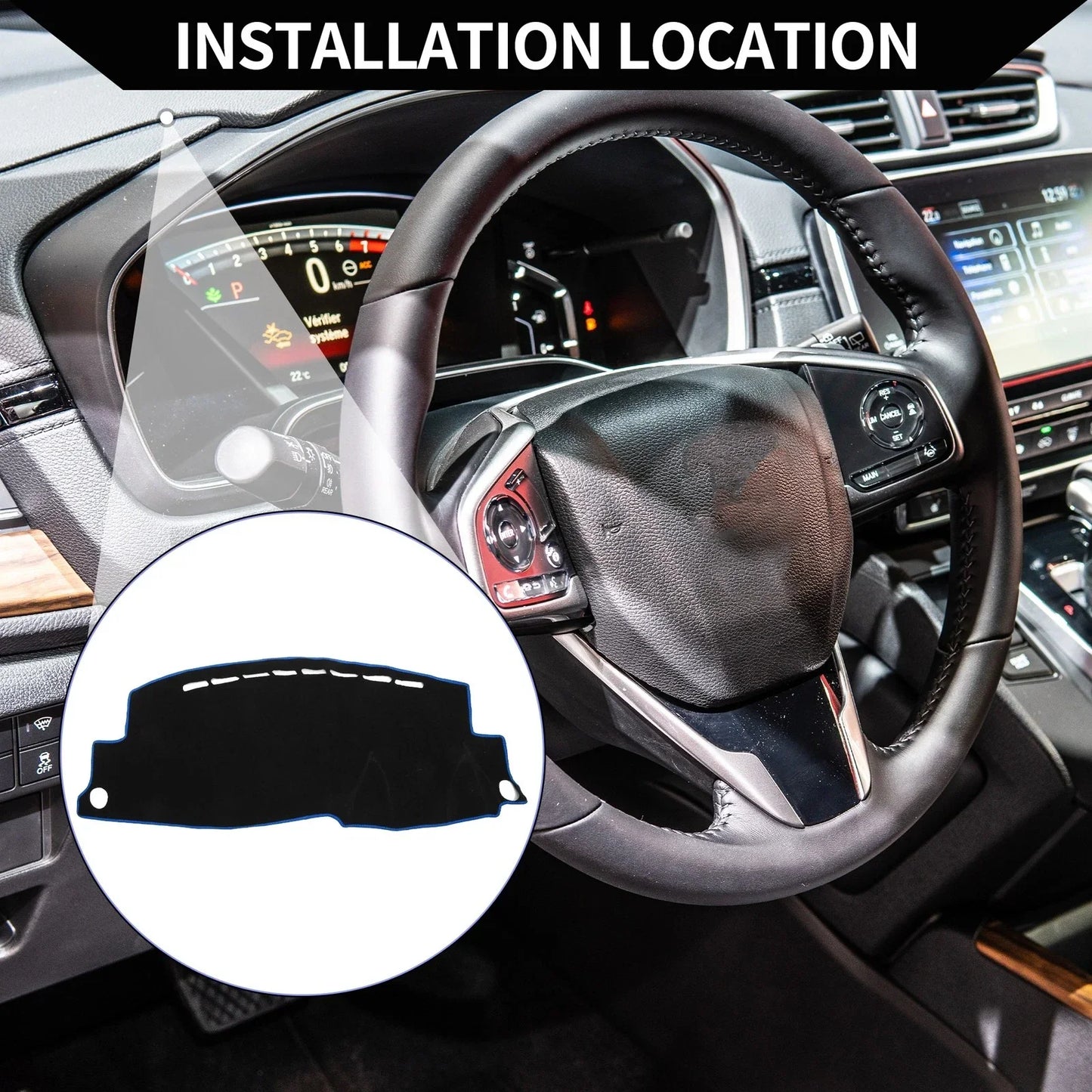 Dashboard Cover Mat for Honda Vezel RU1/2/3/4 RS (2013-2020) - Black Blue Set