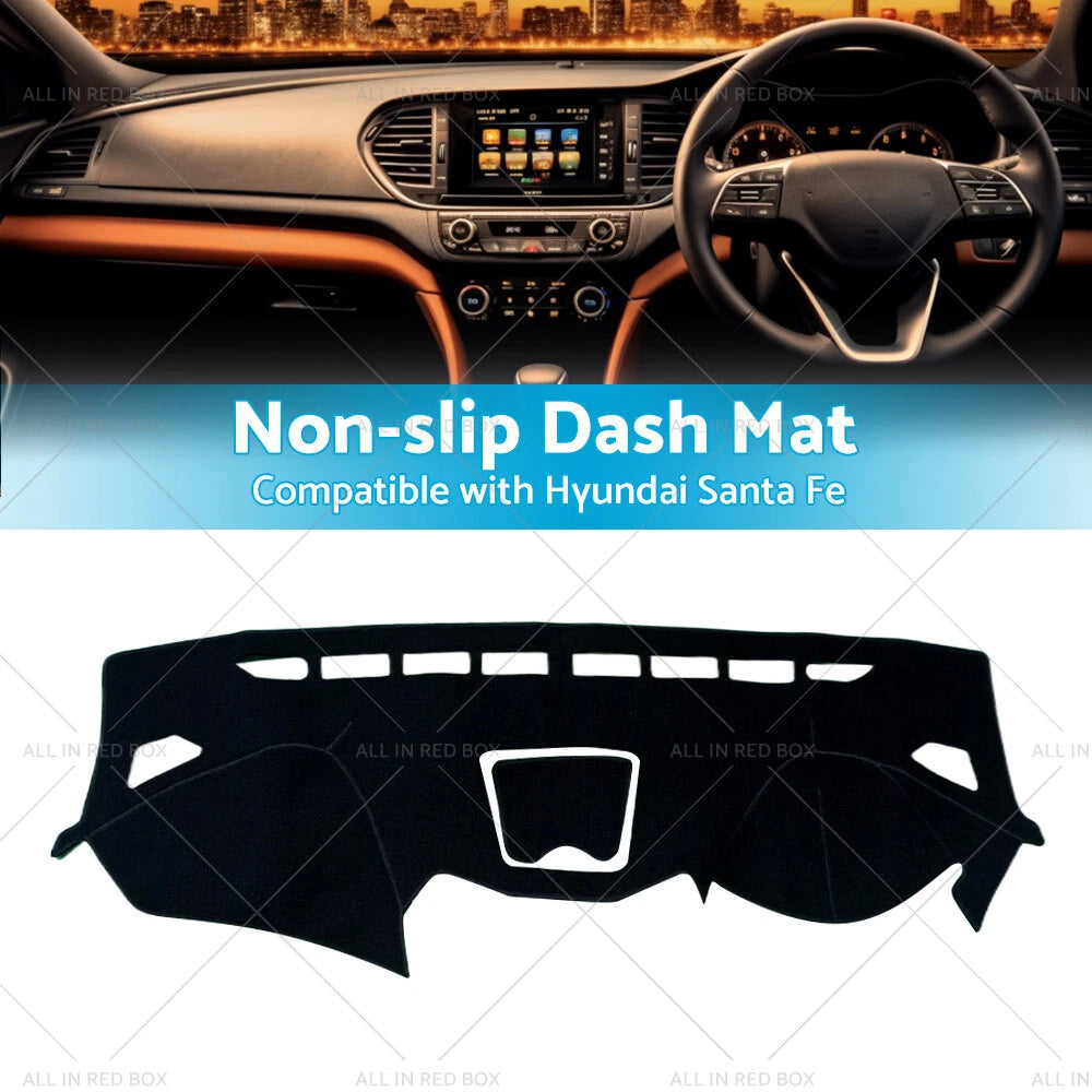 Black Non-Slip Dashboard Cover for Hyundai Santa Fe (2013-2018)
