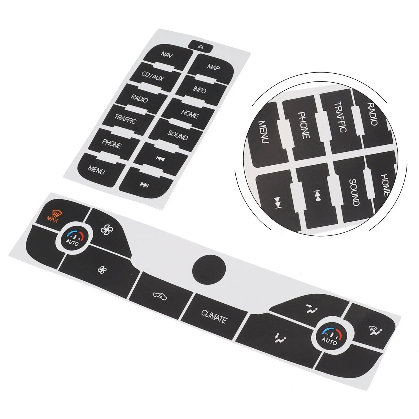 Radio + AC Button Repair Sticker for Ford S-Max (2011–2011)