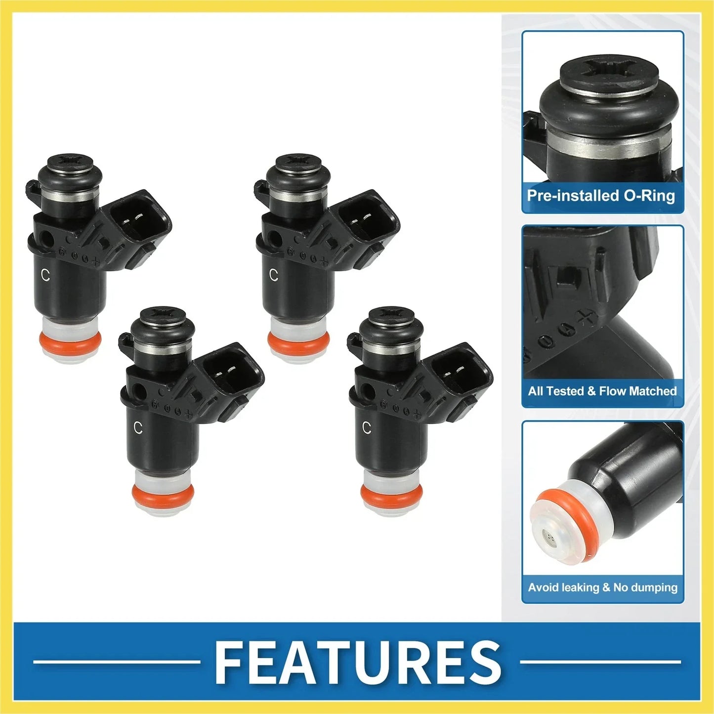 Fuel Injector for Honda Civic 2001-2005 DX, LX 1.7L - 4 x Black Injectors