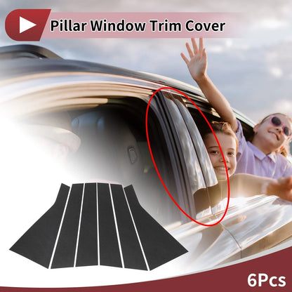Door Pillar Window Trim for Hyundai Sante Fe 2019-2023 Carbon Fiber Black