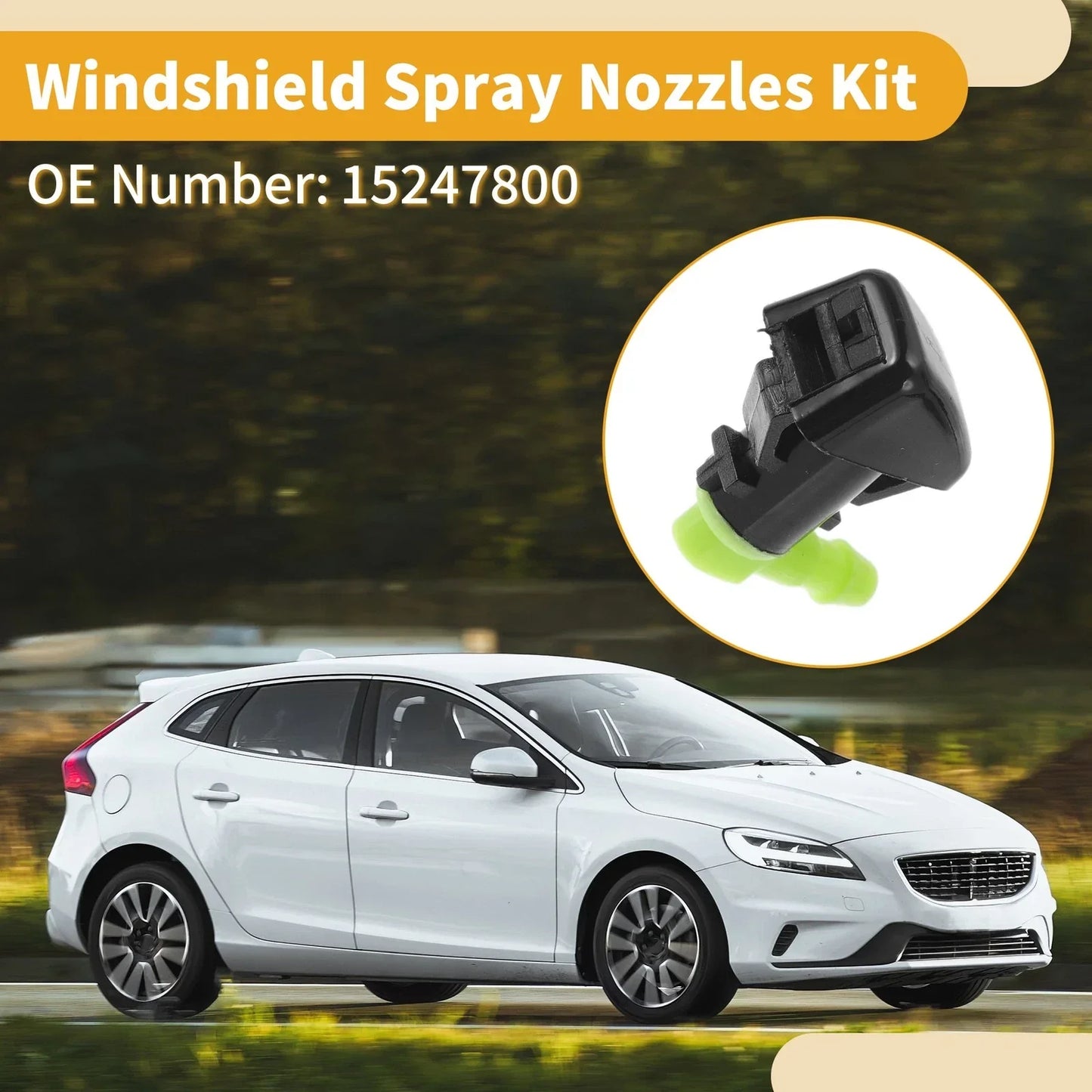 Windshield Washer Nozzle Kit for Chevrolet Malibu (2013-2015) w/ Hose Connector