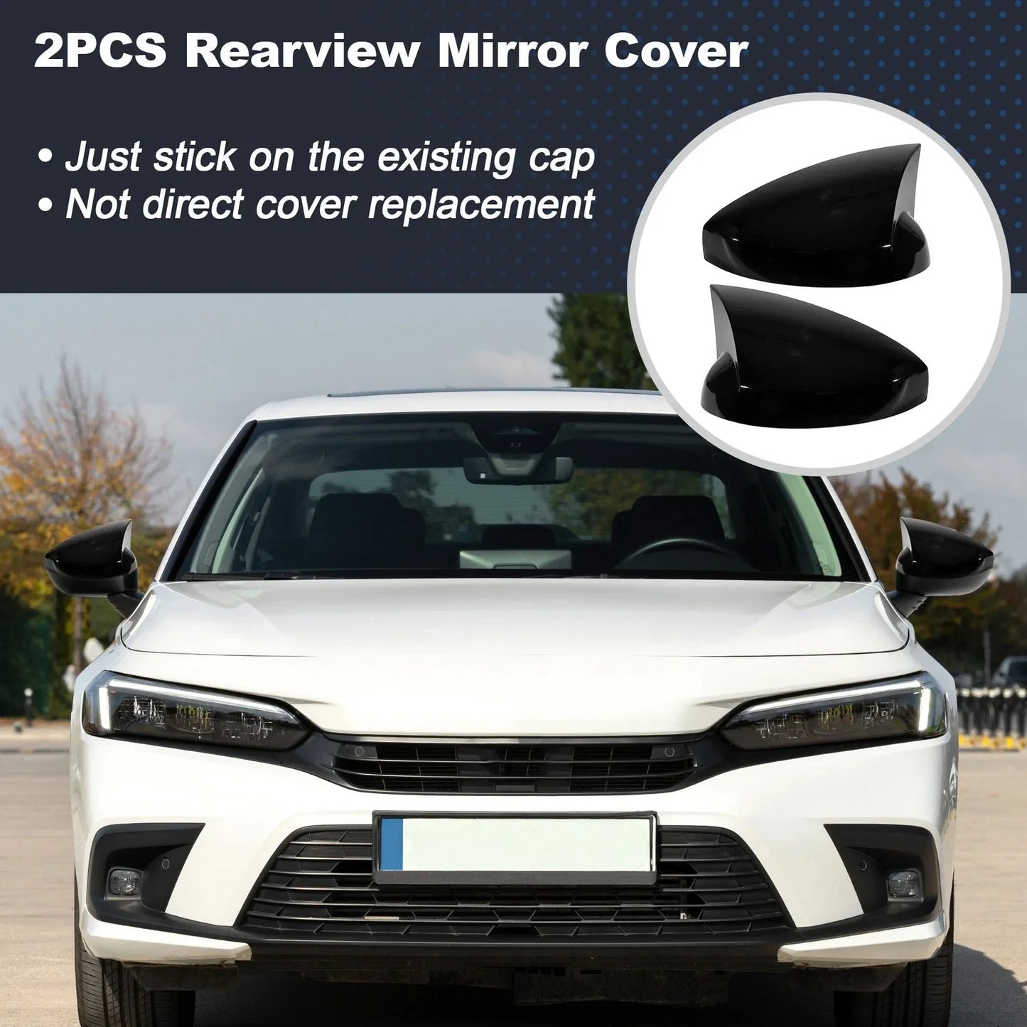2 x Left & Right Ox Horn Wing Mirror Covers for Honda Civic (2022-2025)