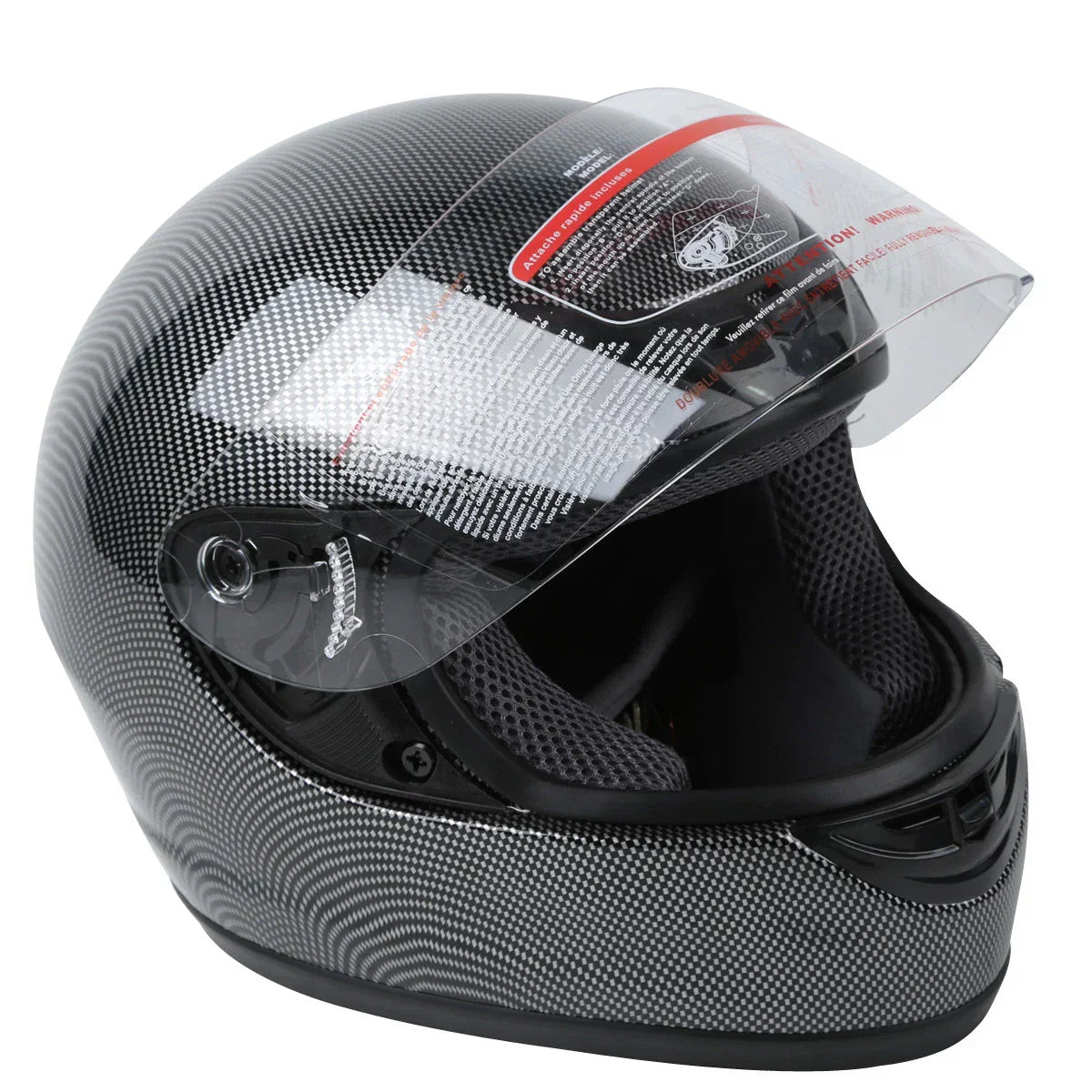 Carbon Fiber Black DOT Flip Up Full Face Motorcycle Helmet S M L XL