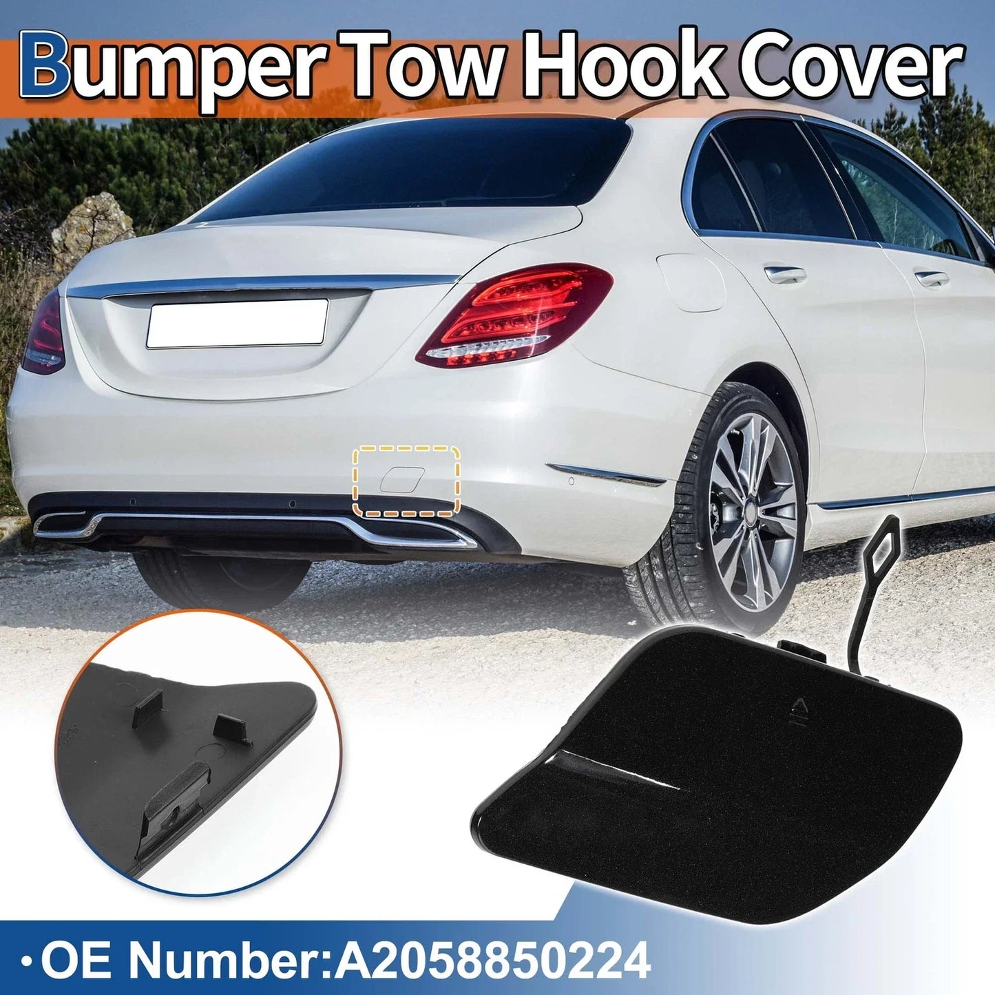 Rear Bumper Tow Hook Cover for Mercedes-Benz A2058850224 (2019-2023)