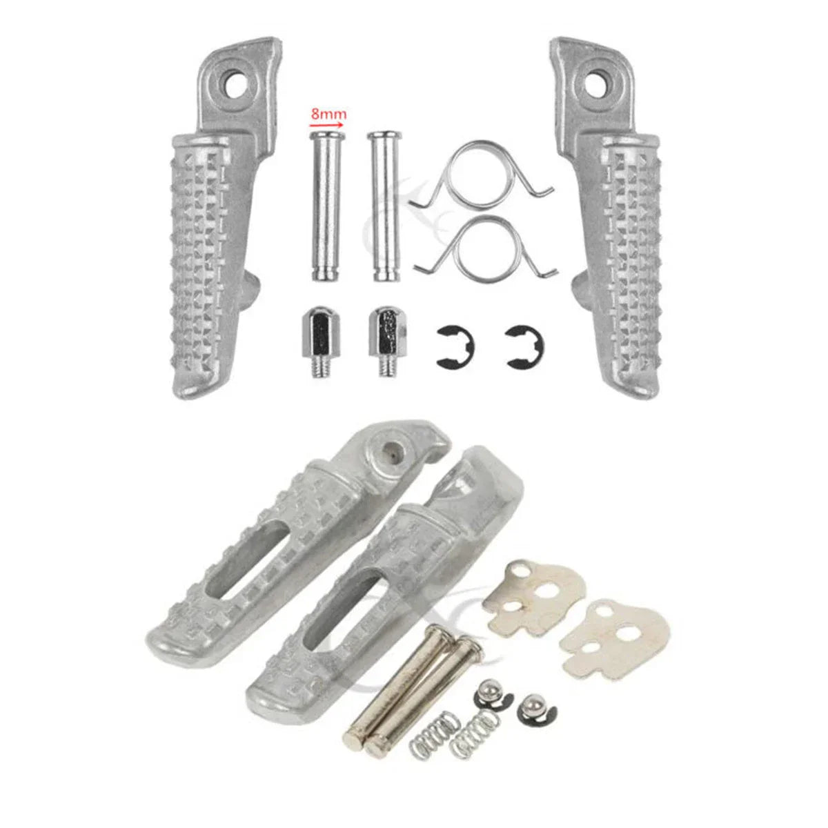 Footrests Pegs Front Rear Silver for Honda CBR600RR (2003-2025)