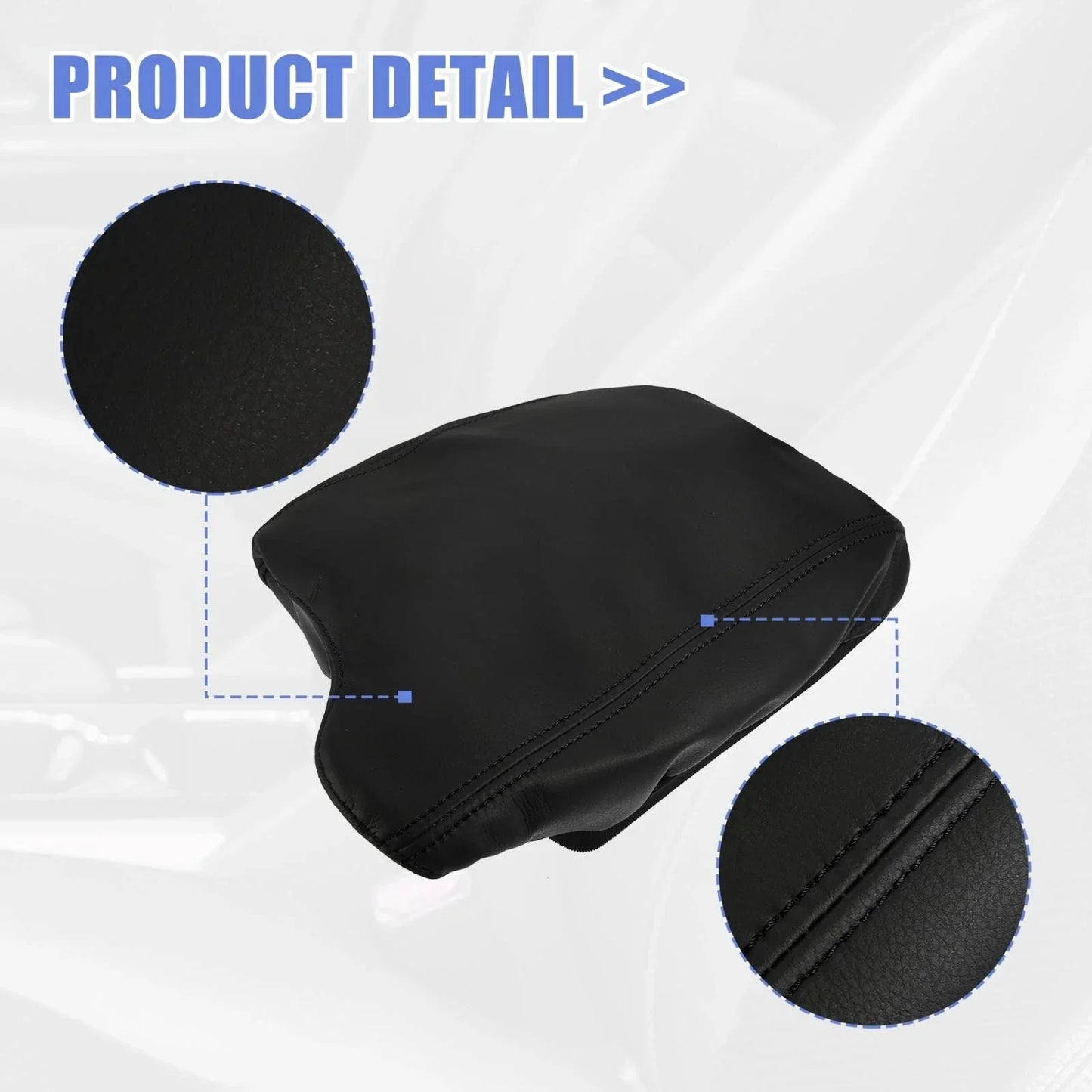 PU Leather Armrest Protector Cover for Honda Accord 2013-2017 Black Stitches