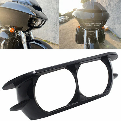 Black Headlight Lamp Trim Cover Bezel for Harley Road Glide (2015-2023)