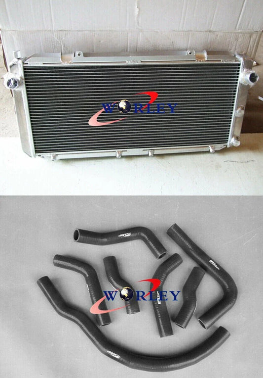 Aluminum Radiator + Black Hose for Toyota MR2 SW20 3SGTE (1990-1997)