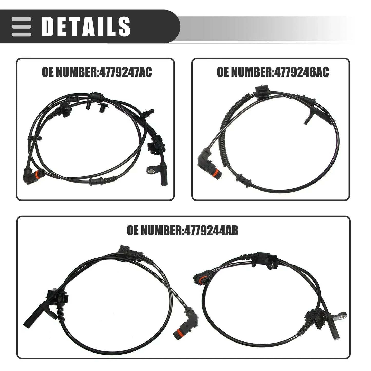 ABS Wheel Speed Sensor Set for Dodge (2 x Front, 2 x Rear)