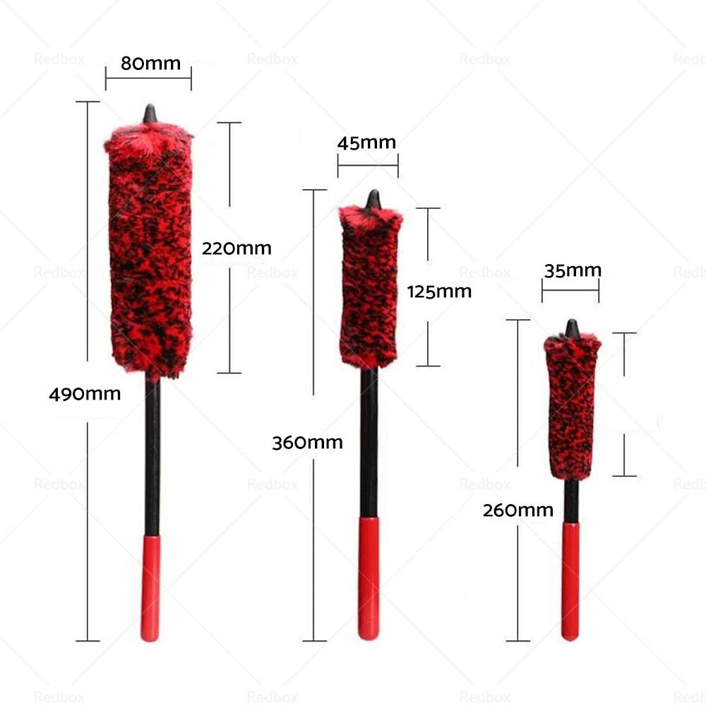 3 x Soft Wheel Cleaning Brushes for Alloy Wheels