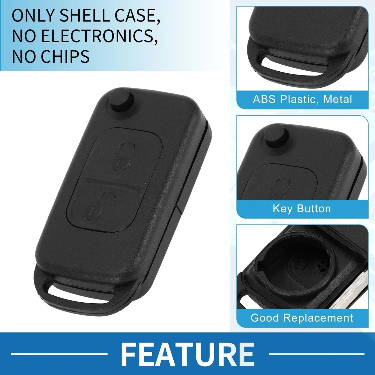 Keyless Entry Remote Key Shell Case for Mercedes Benz SLK Class (2000-2004)