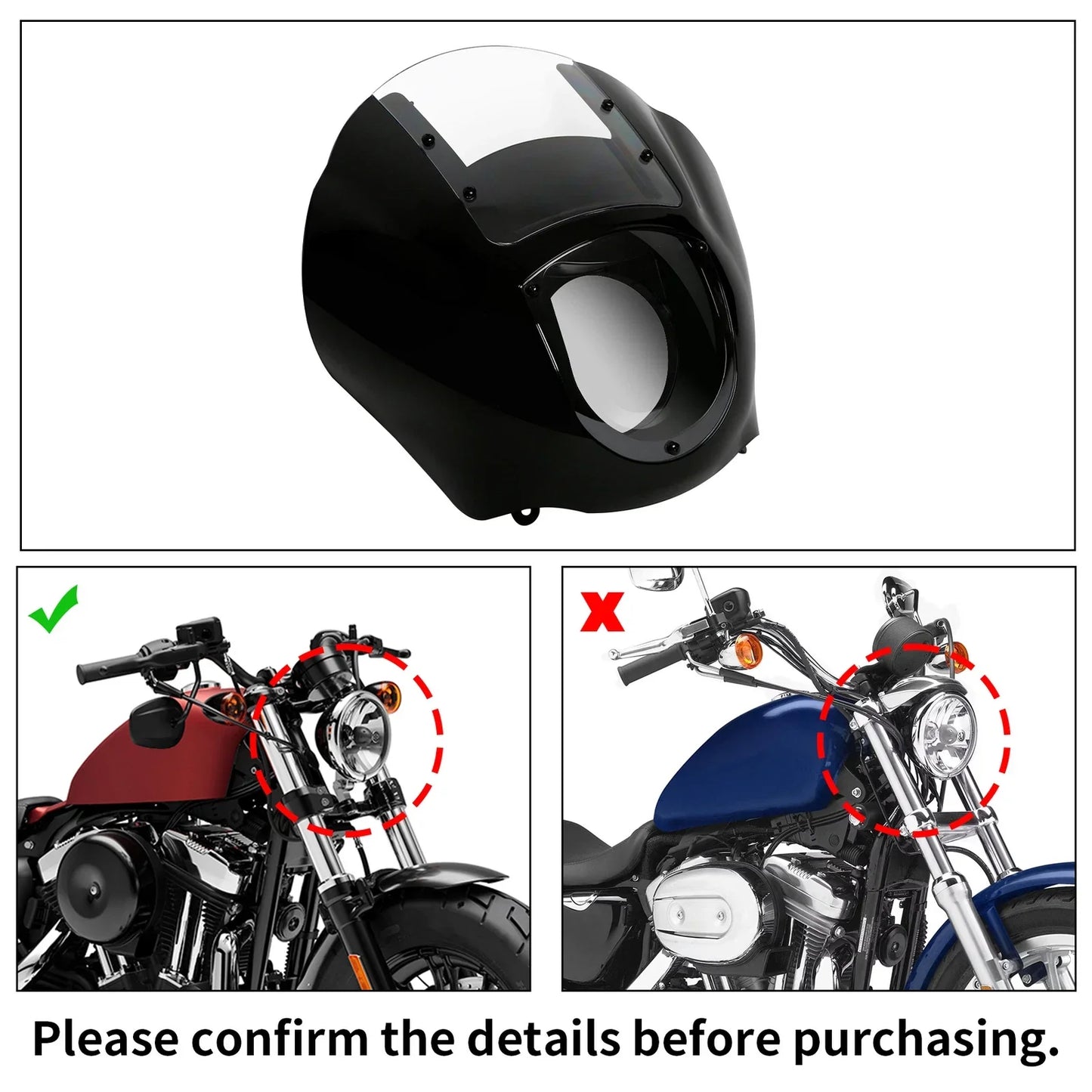 Black & Clear Quarter Fairing Windshield Kit for Harley Sportster Dyna